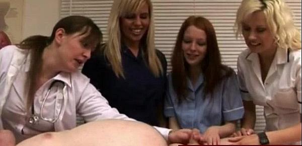  CFNM nurses try curing his small cock